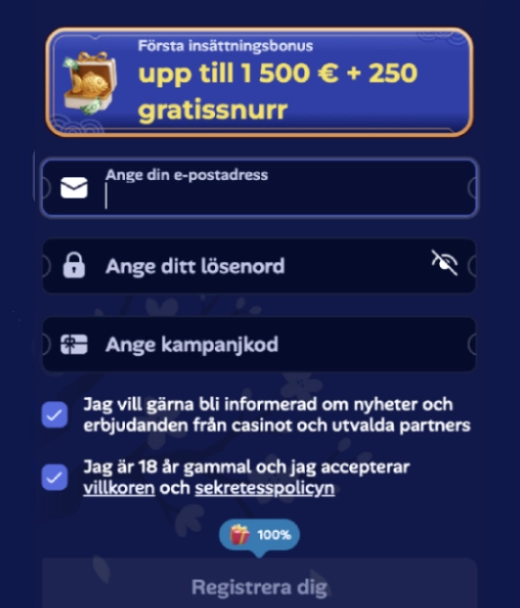 Så registrerar du dig på ManekiSpin Casino